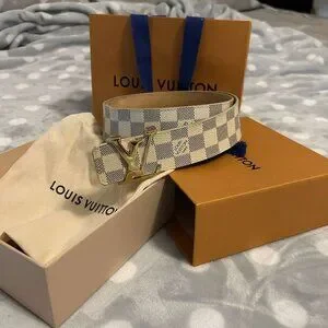 Louis Vuitton Damier Azur LV Belt 90/36 - Gold Buckle with Box and Receipt $_57.JPG?set_id=880000500F main image 4